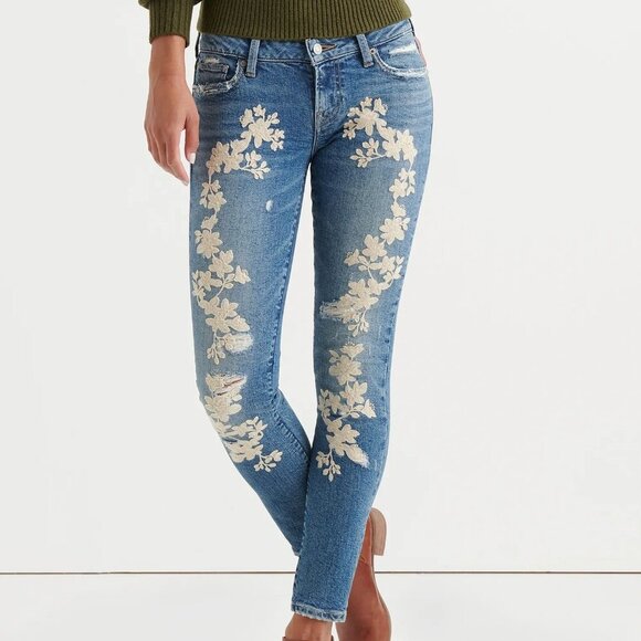 Lucky Brand LOlita Skinny Boho Floral Embroidered Denim Jeans  10/30 - Picture 2 of 11